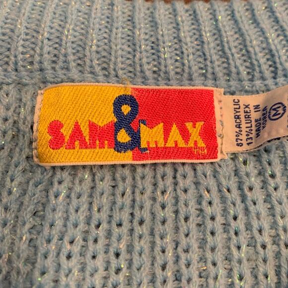 Vintage Sam & Max Womens sweater light blue sparkle Medium - Picture 5 of 5